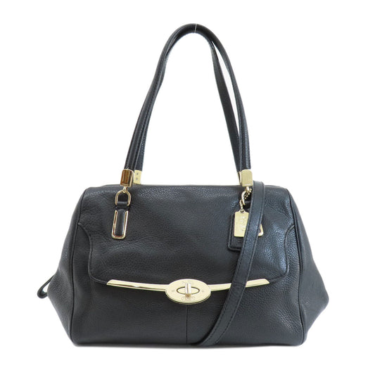 Coach Handbag 25169 Leather Black Logo 2 Way