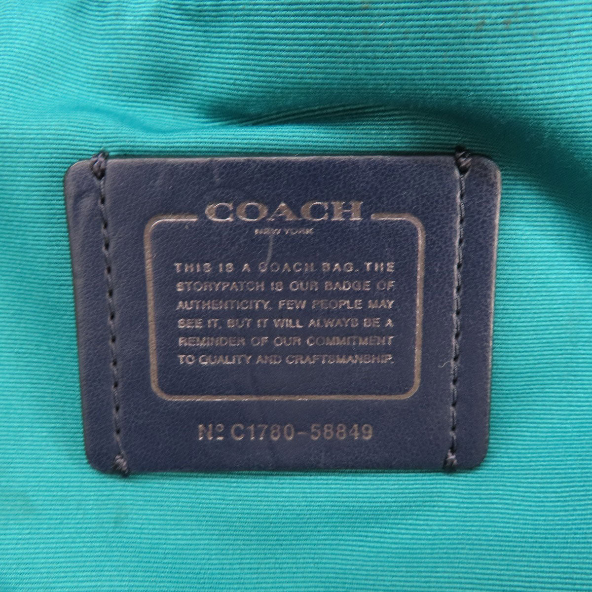 Coach Tote Bag 58849 Leather Navy Logo Metal