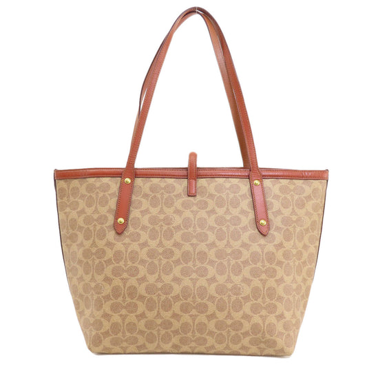 Coach Tote Bag 32714 Pvc Beige Signature