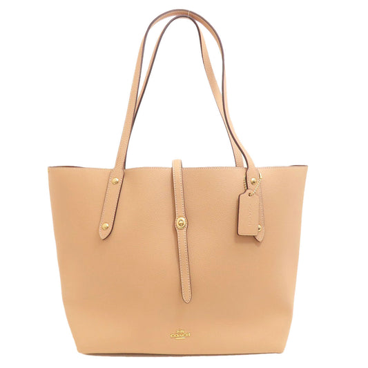 Coach Tote Bag 58849 Leather Beige Logo Metal