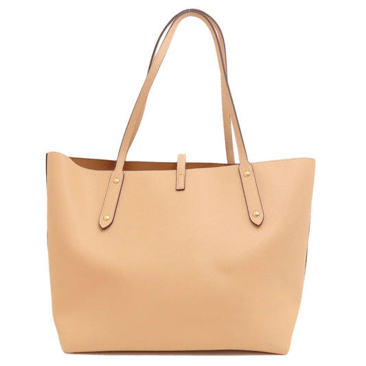 Coach Tote Bag 58849 Leather Beige Logo Metal