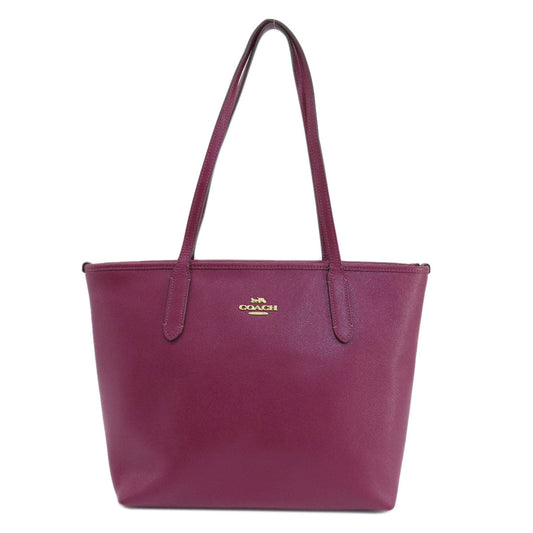 Coach Tote Bag 83857 Leather Purple Logo Women Used Authentic