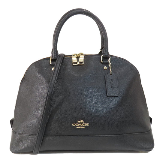 Coach Tote Bag F57524 Leather Black Logo 2 Way