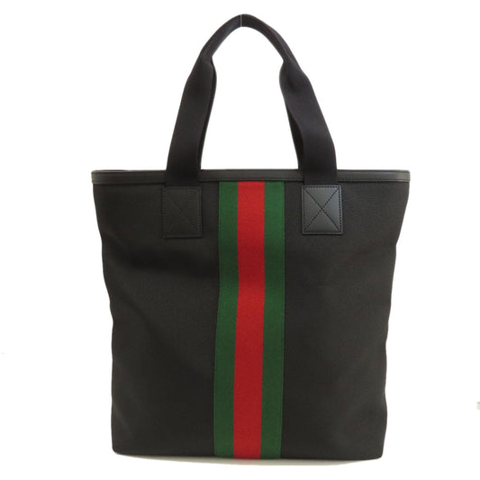 Gucci Tote Bag 631245 Canvas Black Sherry Line Outlet Women Used Authentic