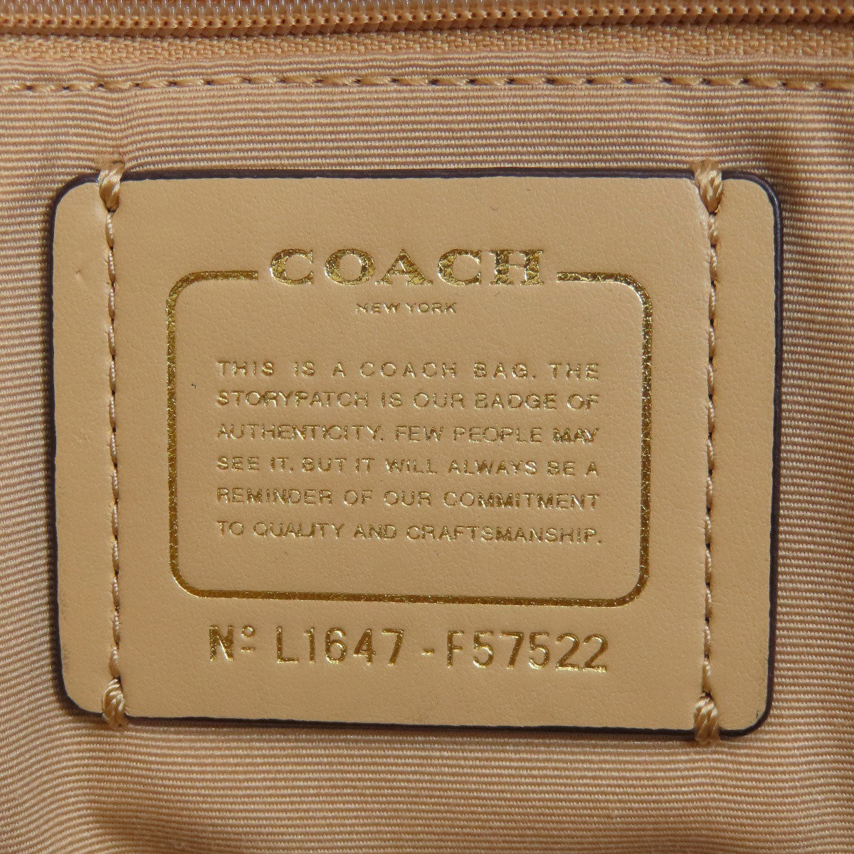 Coach Tote Bag F57522 Leather Beige Logo Women Used Authentic