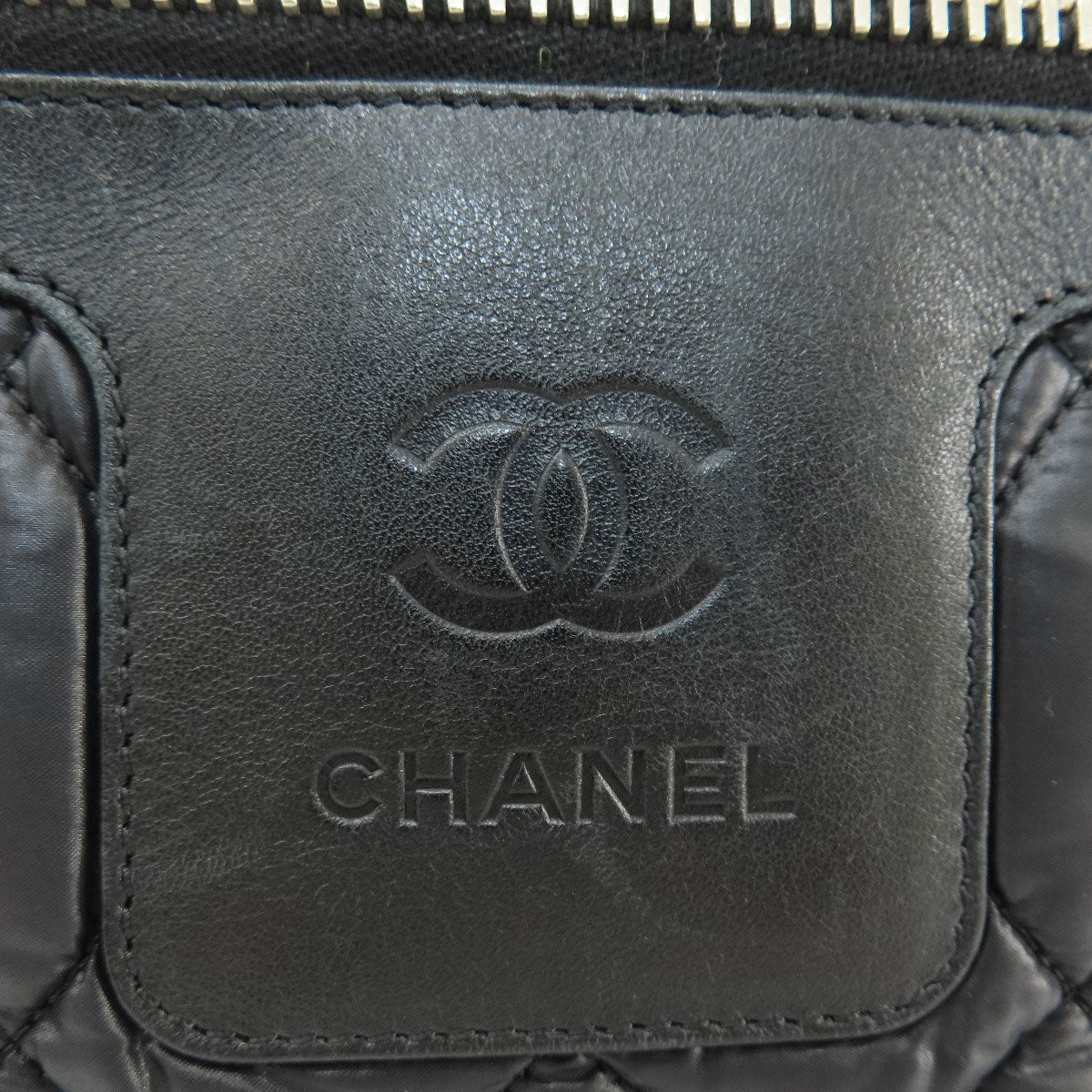 Chanel Tote Bag Nylon Black Cococoon Silver Metal Women Used Authentic