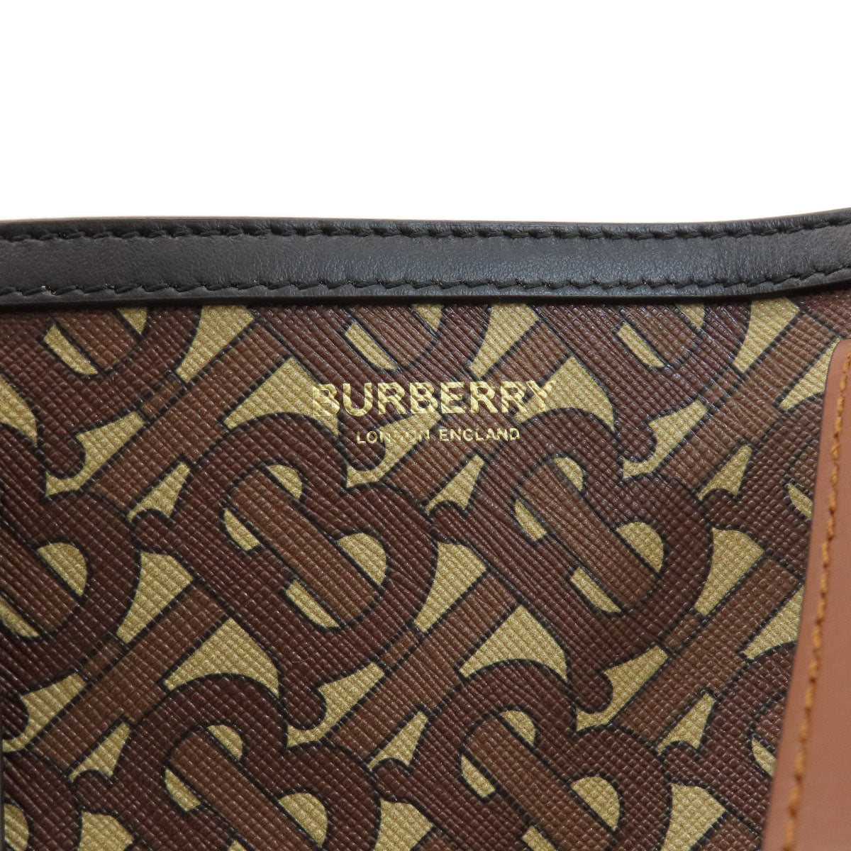 Burberry Tote Bag Pvc, Leather Brown B Logo Women Used Authentic