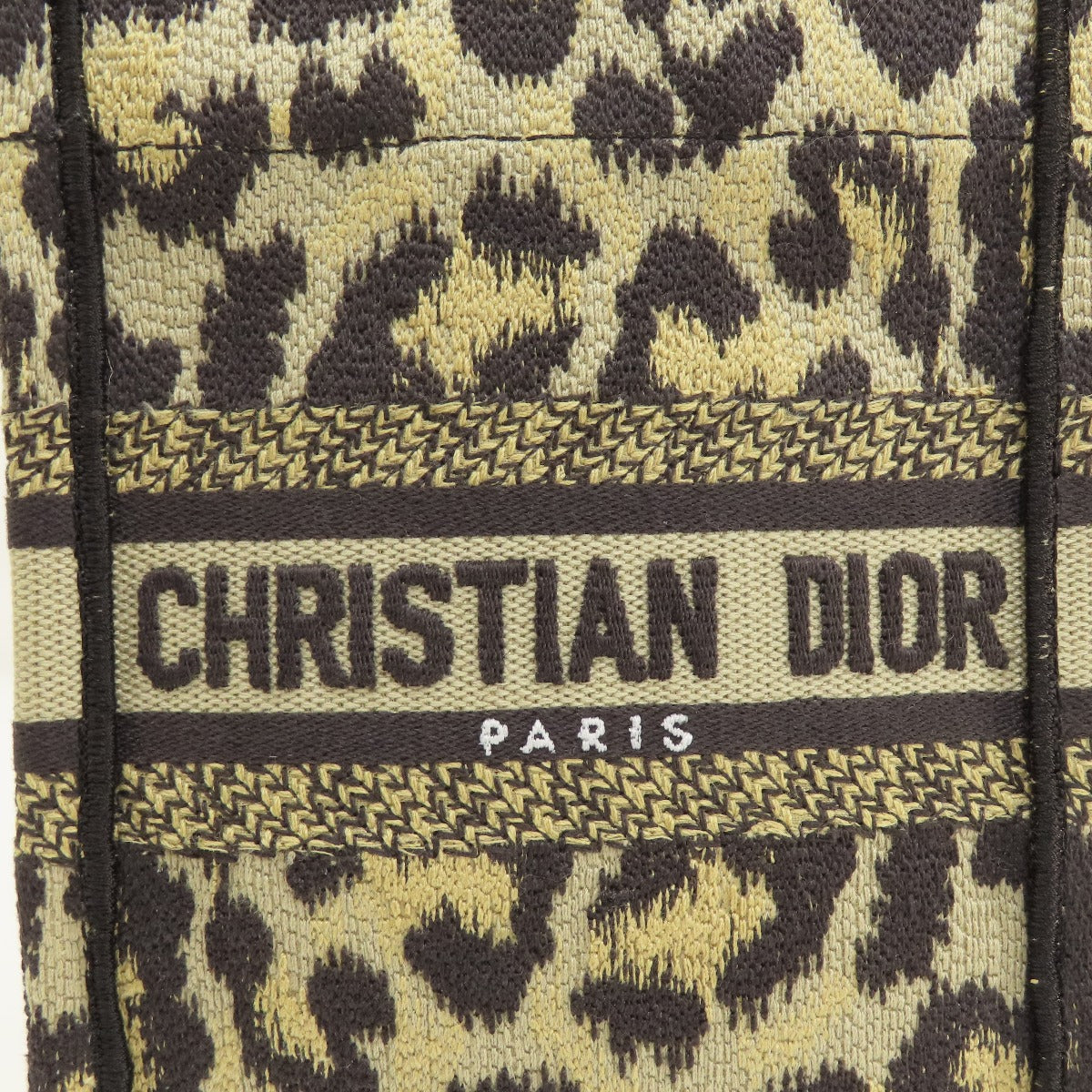 Christian Dior Handbag Canvas Brown Book Tote Mini Leopard Pattern 2 Way Women Used Authentic