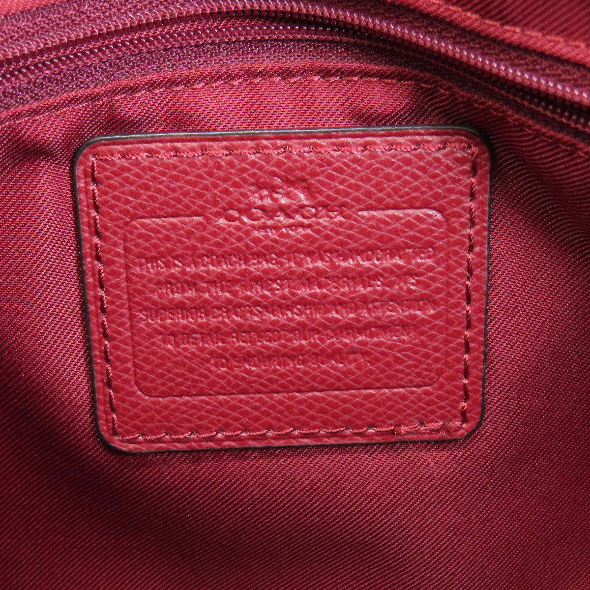 Coach Tote Bag 36455 Leather Red Logo Women Used Authentic