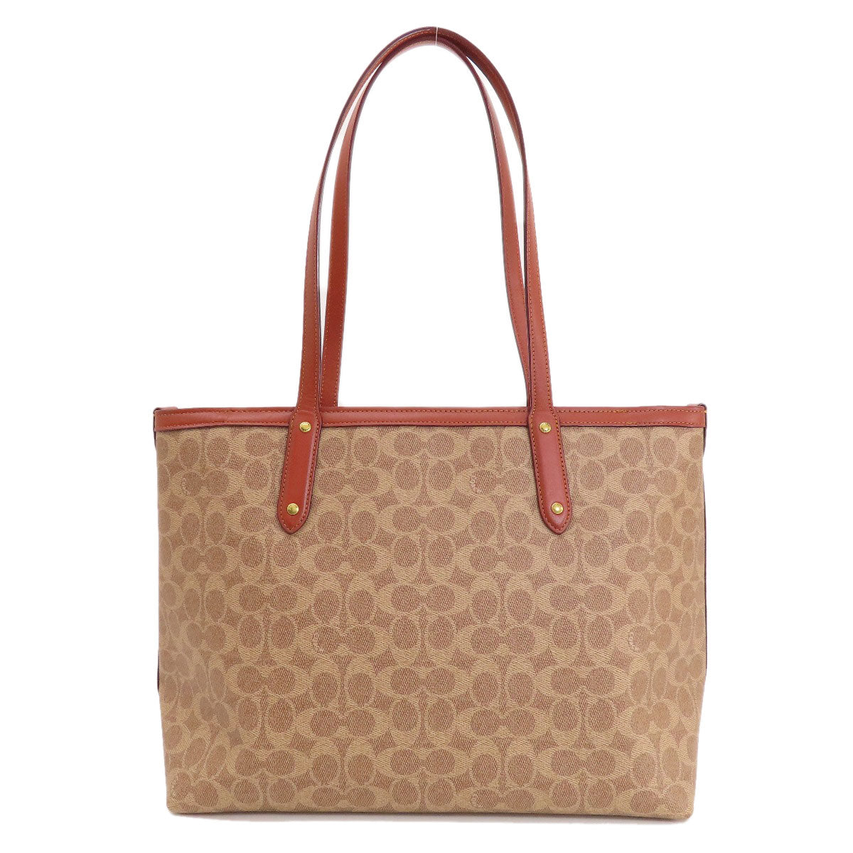 Coach Tote Bag 69422 Pvc Brown Central Tote With Zip Signature