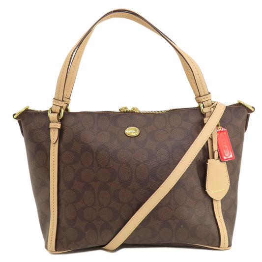 Coach Tote Bag F28366 Pvc Brown Signature 2 Way