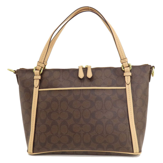 Coach Tote Bag F28366 Pvc Brown Signature 2 Way