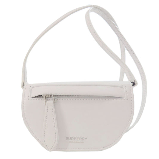 Burberry Shoulder Bag Leather White Mini Pochette Women Used Authentic