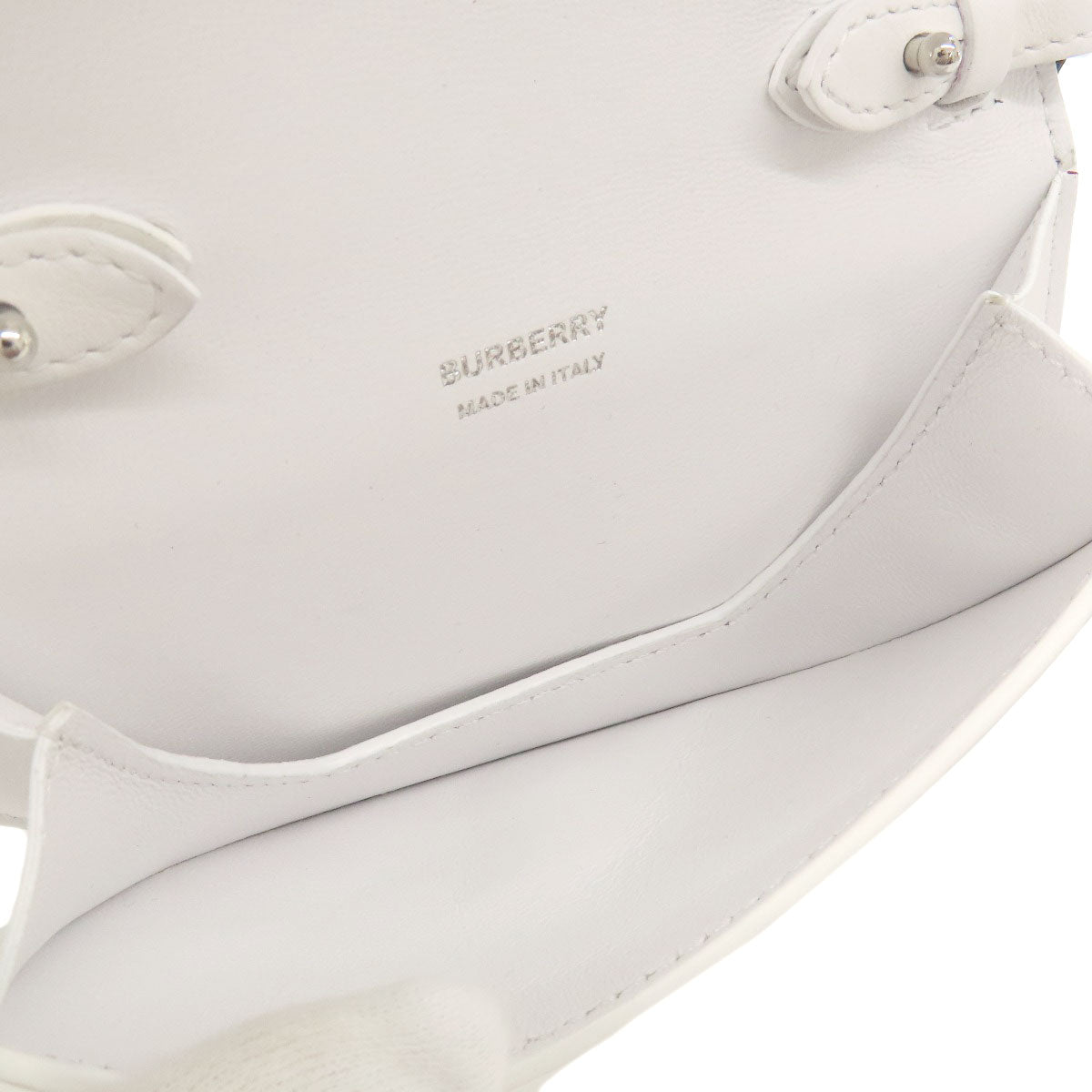 Burberry Shoulder Bag Leather White Mini Pochette Women Used Authentic