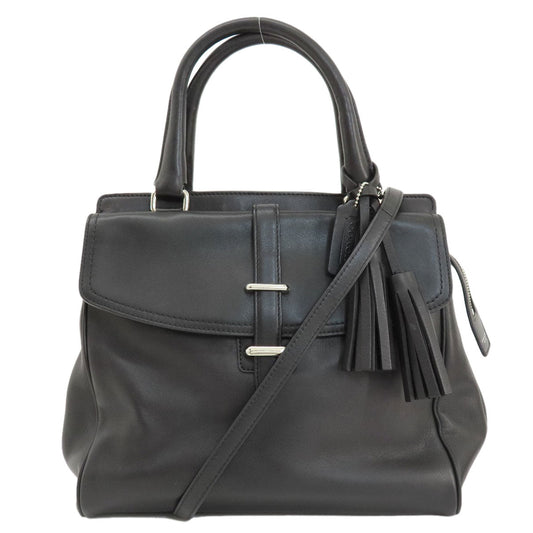 Coach Tote Bag 26261 Leather Black Simple Design 2 Way