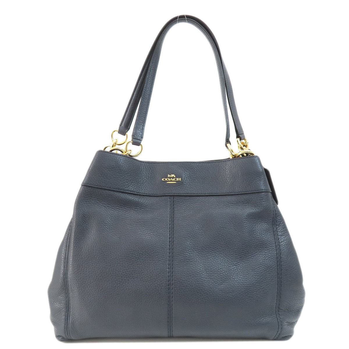 Coach Tote Bag F28997 Leather Navy Logo