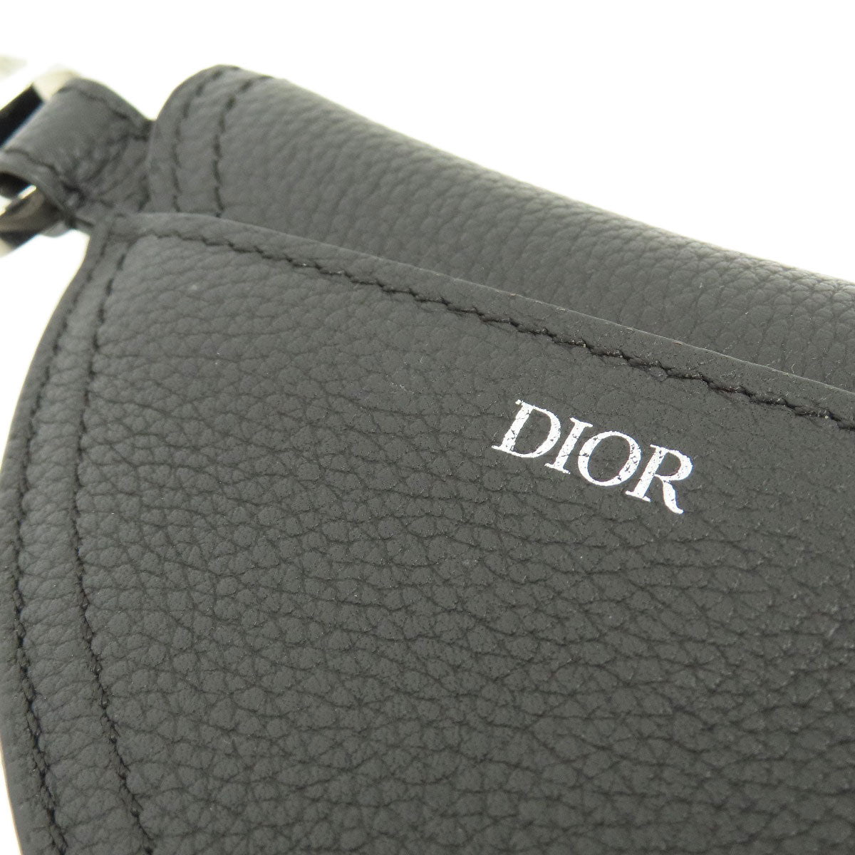 Christian Dior Accessory Pouch Leather Black Saddle Pouch Women Used Authentic