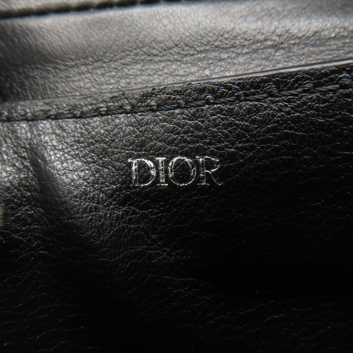 Christian Dior Accessory Pouch Leather Black Saddle Pouch Women Used Authentic