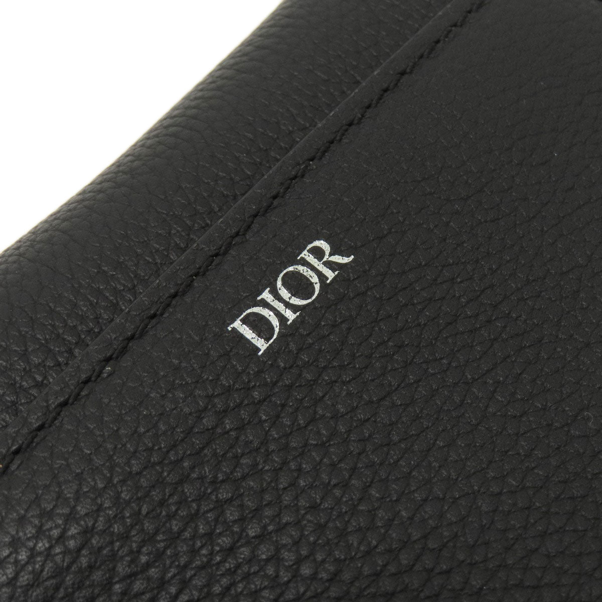 Christian Dior Accessory Pouch Leather Black Saddle Pouch Women Used Authentic