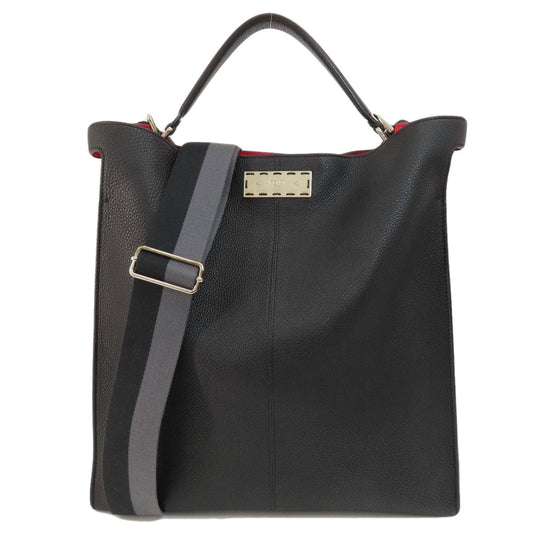 Fendi Tote Bag Calfskin Black Logo 2 Way