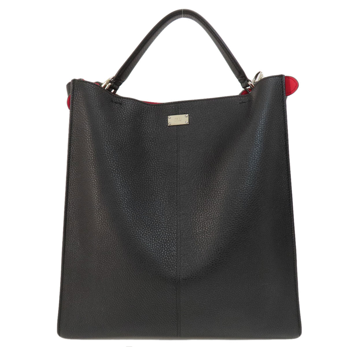 Fendi Tote Bag Calfskin Black Logo 2 Way