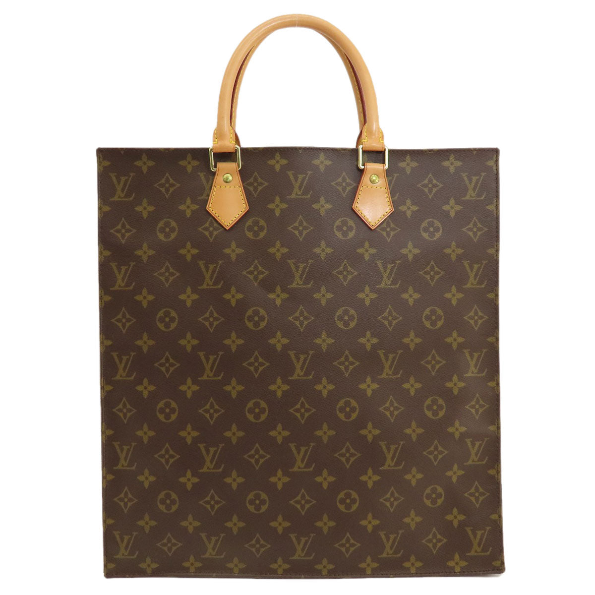 Louis Vuitton Tote Bag M51140 Monogram Canvas Brown Sac Plat Monogram Women Used Authentic