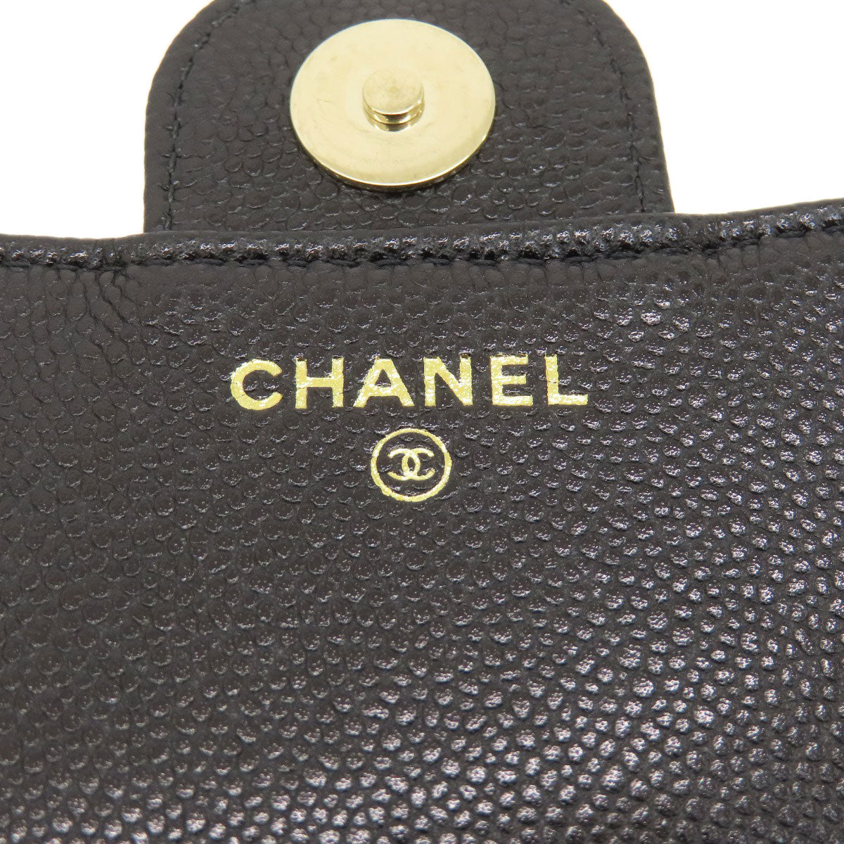 Chanel Shoulder Bag Caviar Skin Black Chain Shoulder Matelasse Gold Metal Women Used Authentic