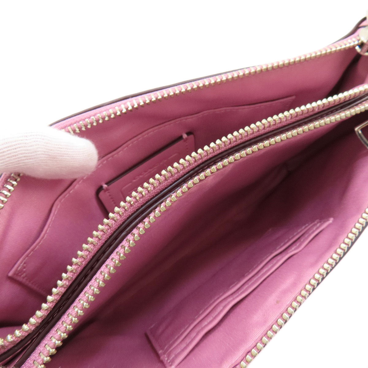 Coach Shoulder Bag F72835 Leather Pink Logo