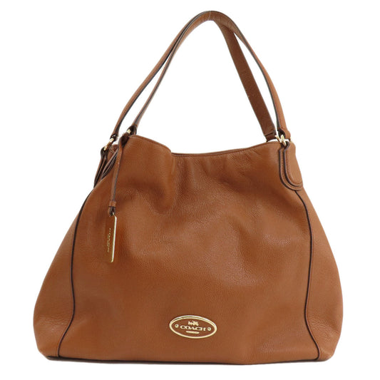 Coach Tote Bag 33547 Leather Brown Logo