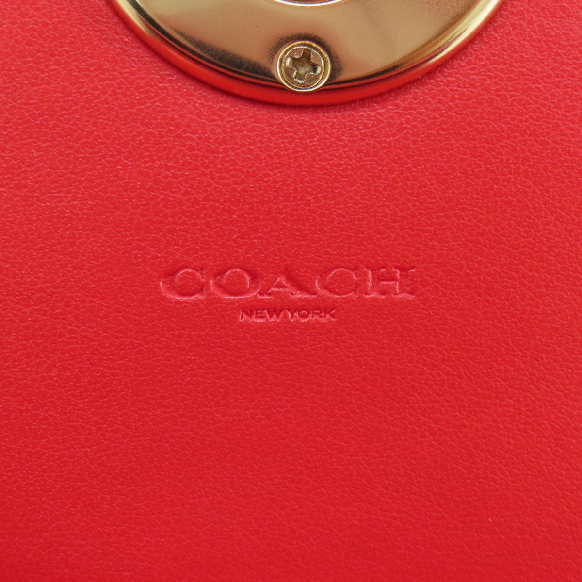 Coach Hip Bag F79941 Leather Red Logo Women Used Authentic