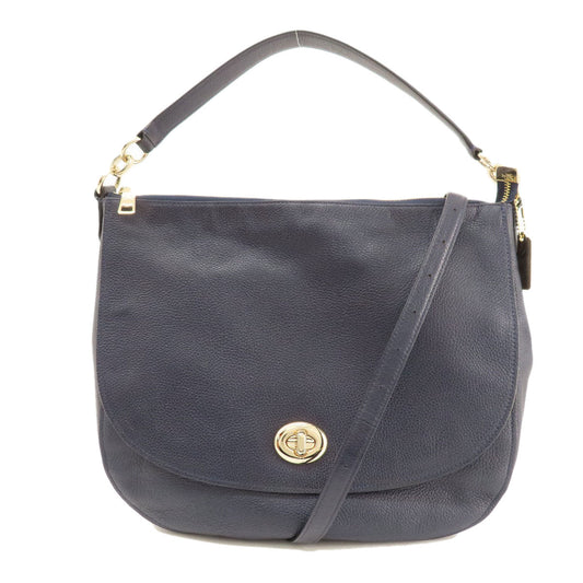 Coach Shoulder Bag 36762 Leather Navy 2 Way