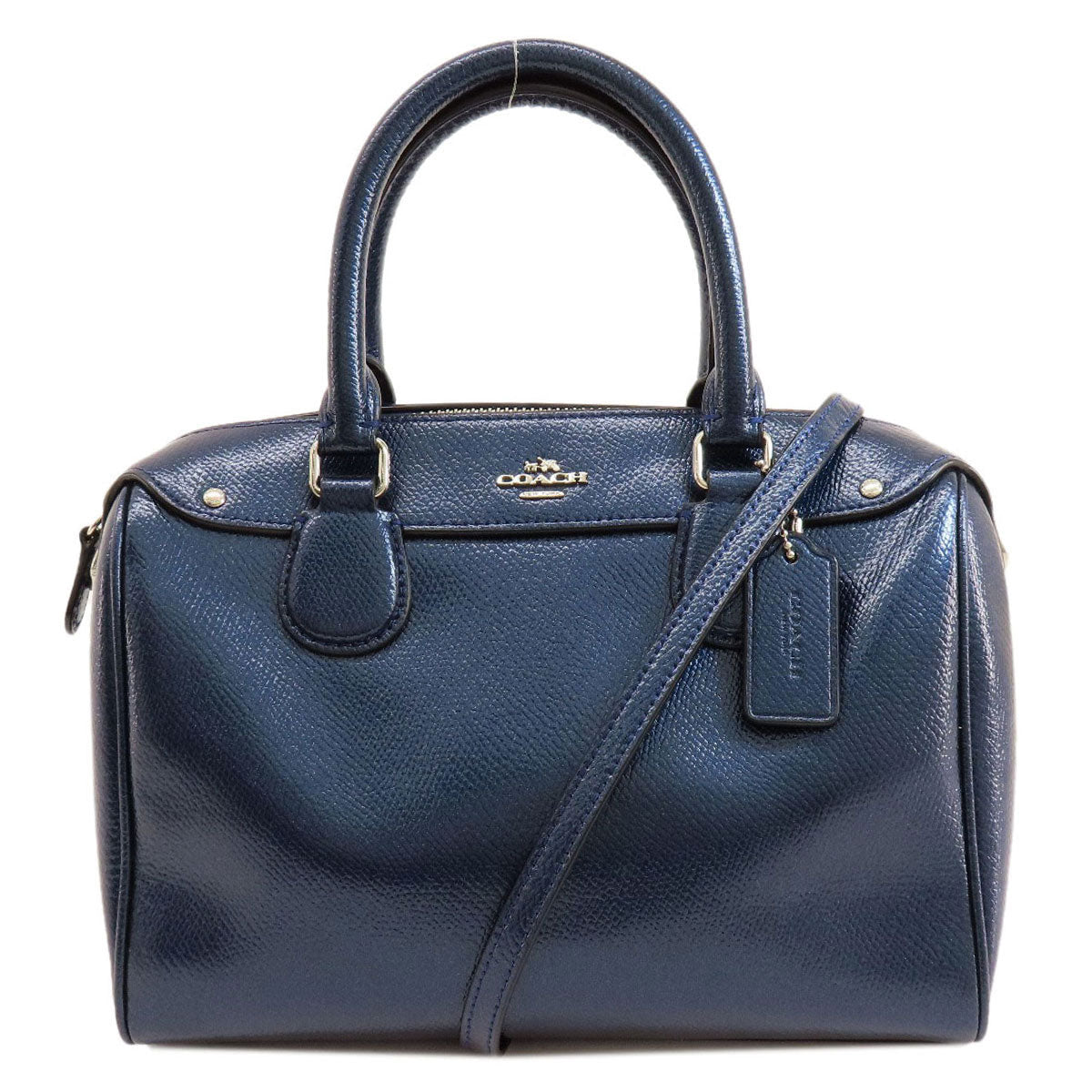 Coach Handbag F56125 Leather Blue 2 Way Women Used Authentic