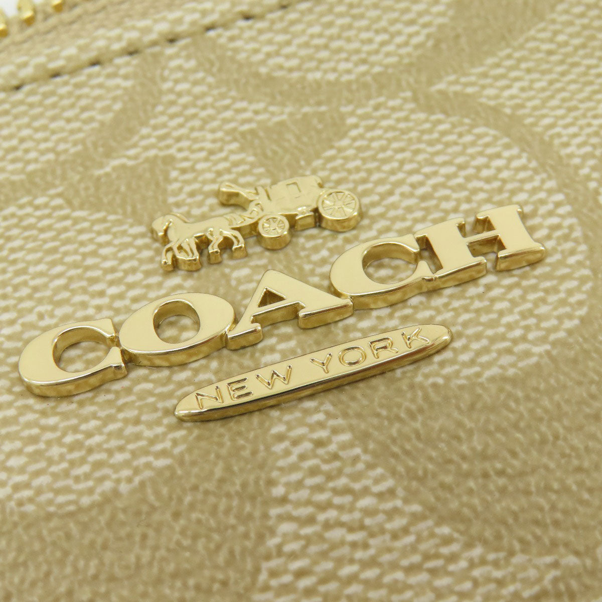 Coach Shoulder Bag F58309 Pvc Beige Signature Women Used Authentic