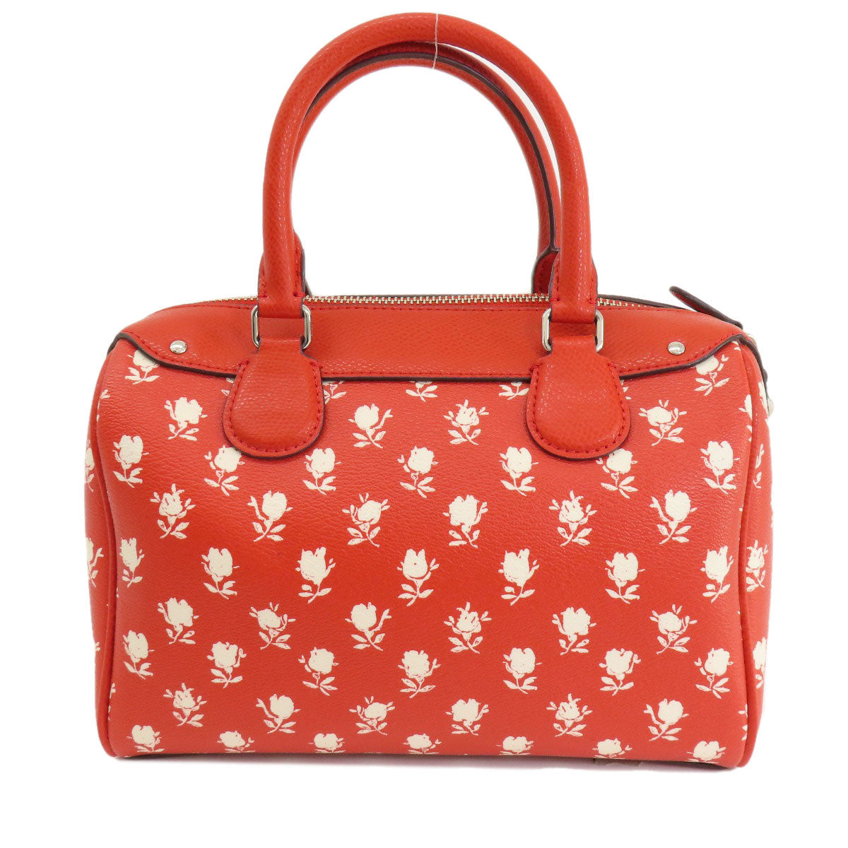 Coach Handbag F38160 Pvc Red Logo 2 Way Flower Motif Women Used Authentic