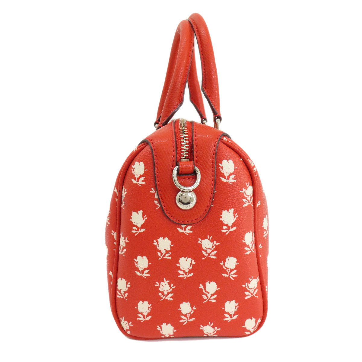 Coach Handbag F38160 Pvc Red Logo 2 Way Flower Motif Women Used Authentic