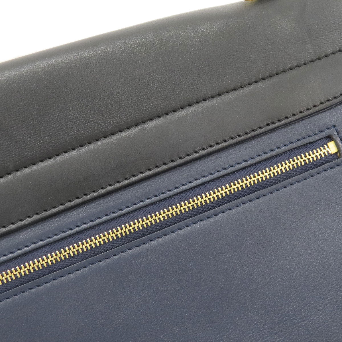 Celine Tote Bag Leather Navy Trapeze