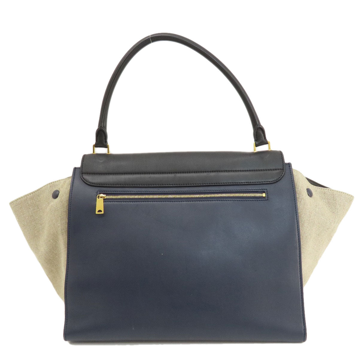 Celine Tote Bag Leather Navy Trapeze