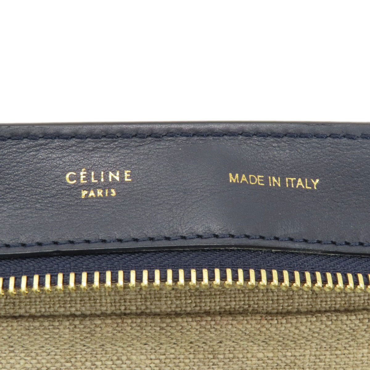 Celine Tote Bag Leather Navy Trapeze