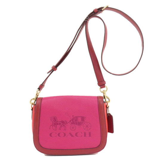 Coach Shoulder Bag C5776 Leather Pink Logo