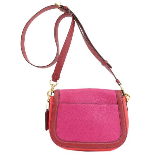 Coach Shoulder Bag C5776 Leather Pink Logo