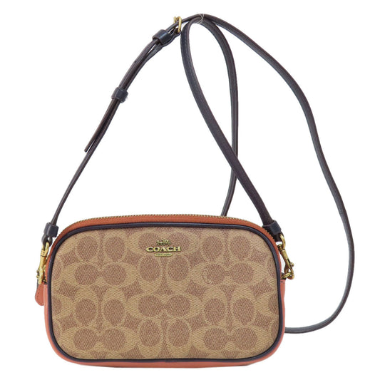 Coach Shoulder Bag 73311 Pvc Brown Signature Women Used Authentic