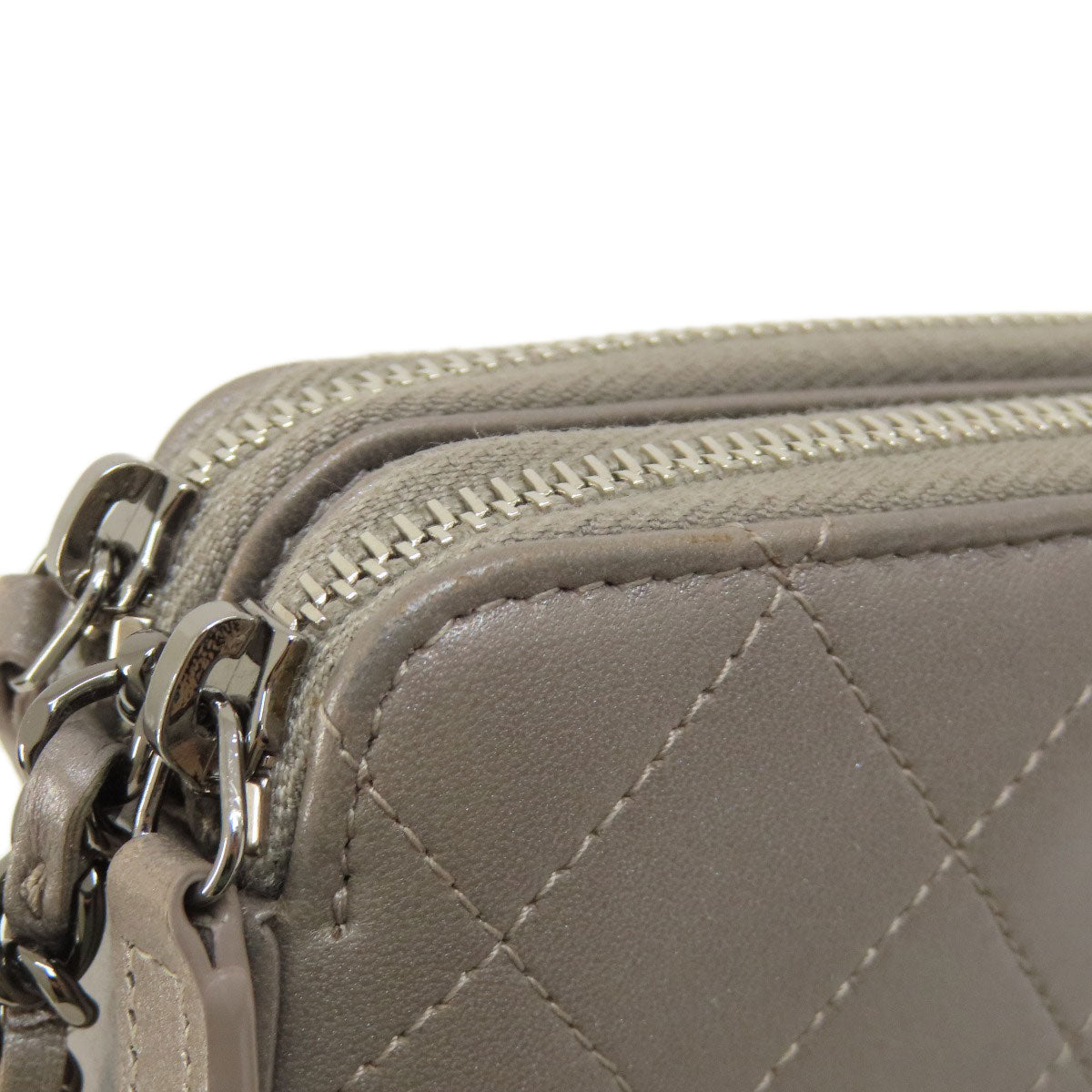 Chanel Shoulder Bag Calfskin Brown Matelasse Silver Metal