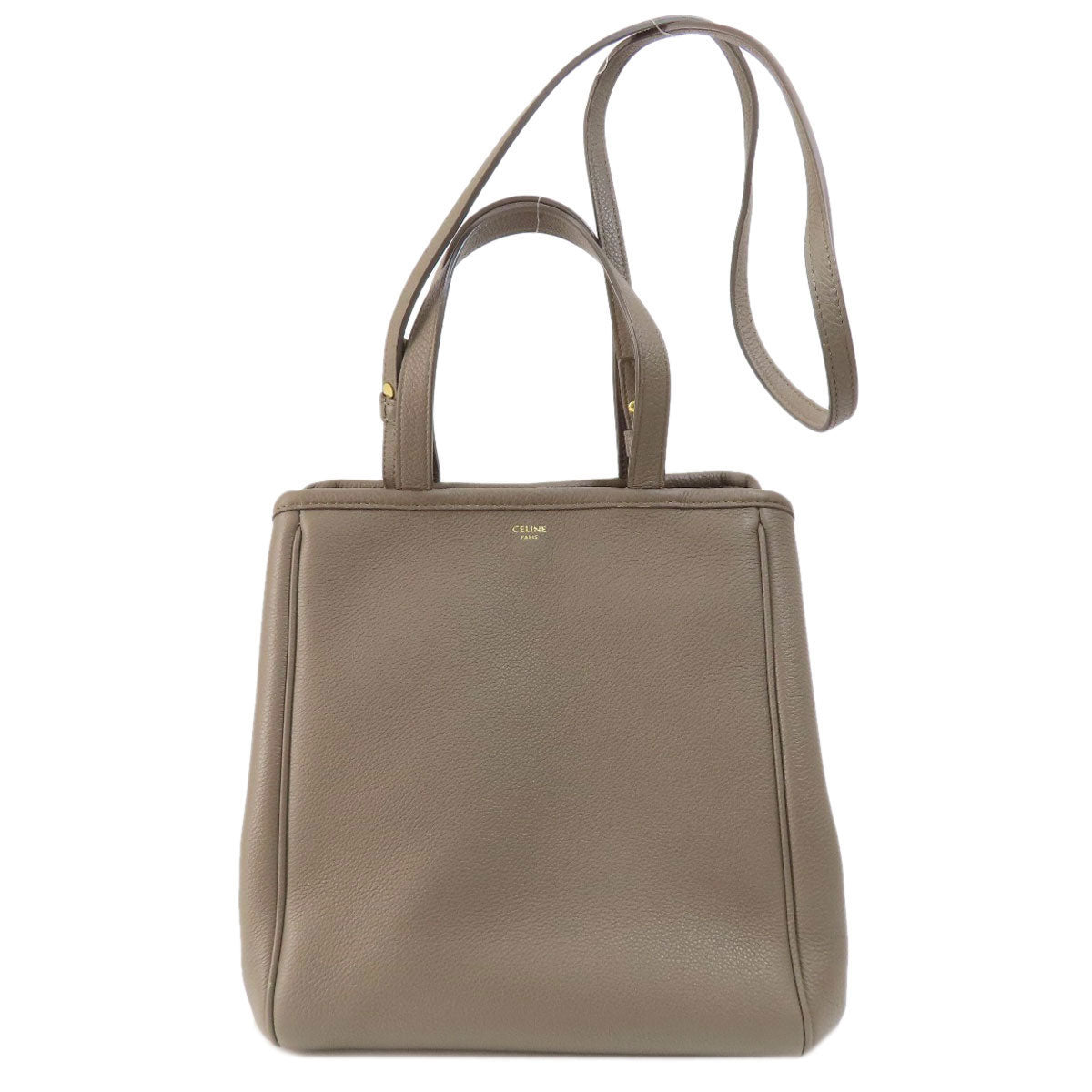 Celine Tote Bag Calfskin Brown Logo 2 Way