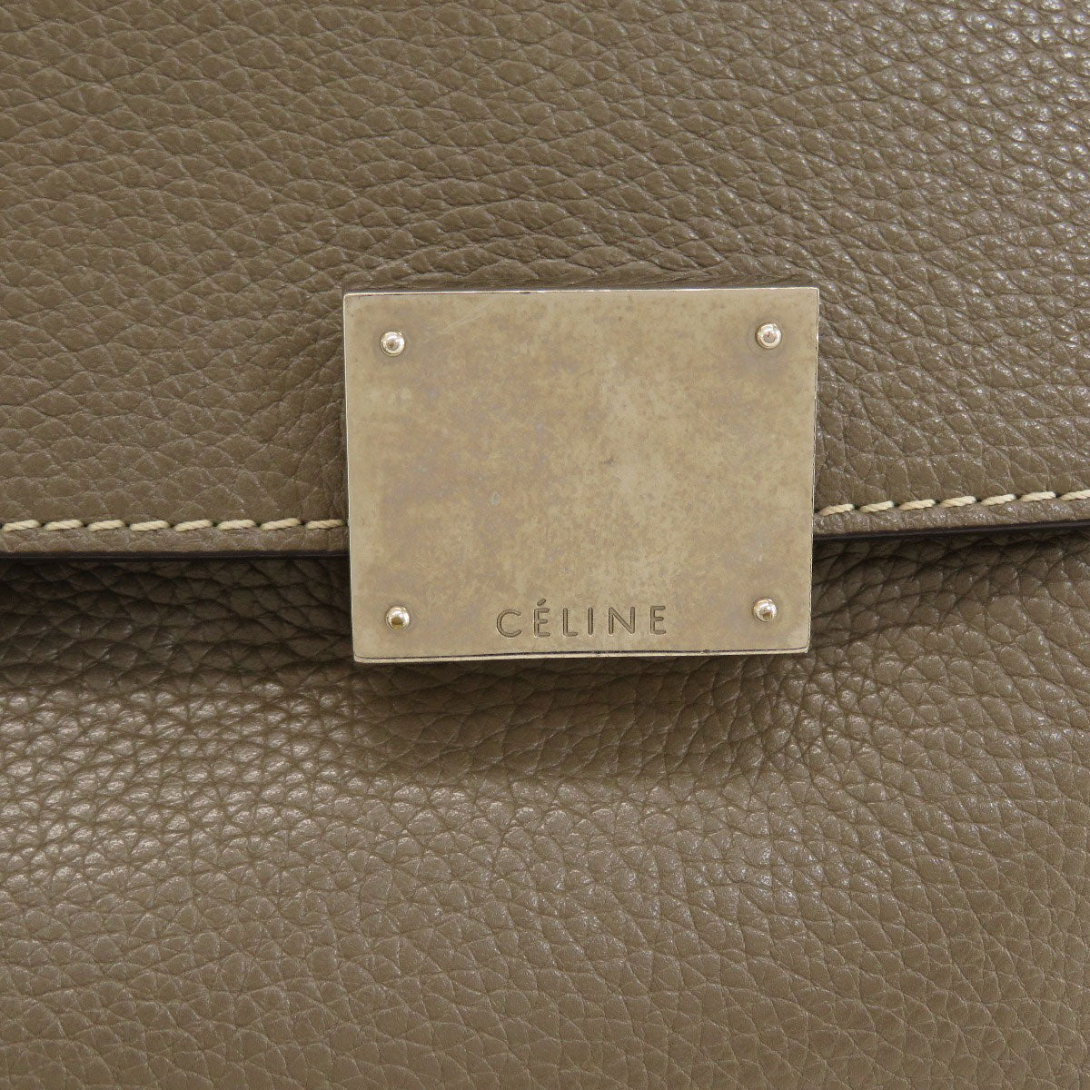 Celine Tote Bag Leather Brown Trapeze 2 Way