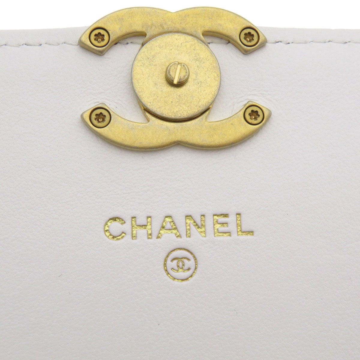 Chanel Shoulder Bag Lambskin White Chain Wallet Coco Mark Matelasse Women Used Authentic