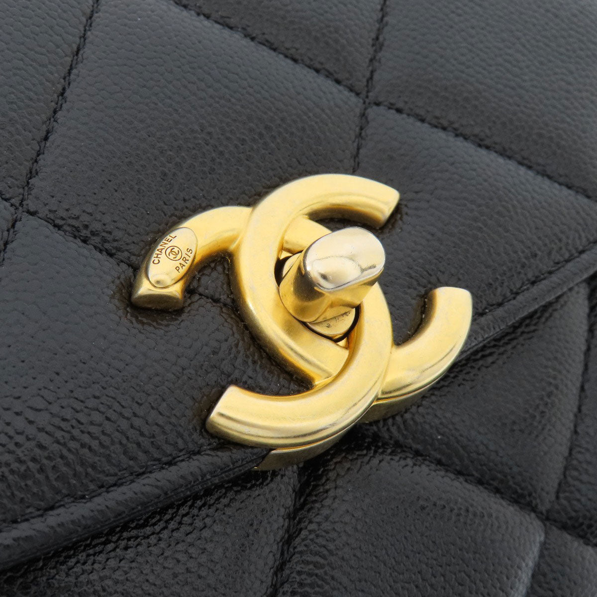 Chanel Shoulder Bag Caviar Skin Black Chain Shoulder Matelasse Coco Mark Gold Metal