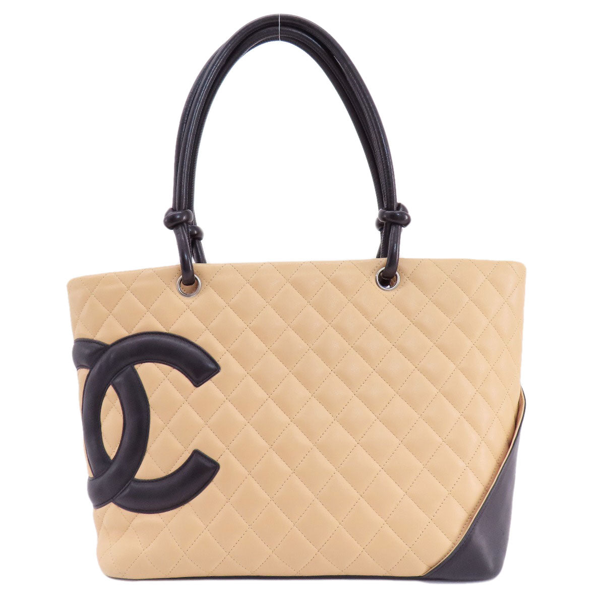 Chanel Tote Bag Calfskin Beige Cambon Line Silver Metal