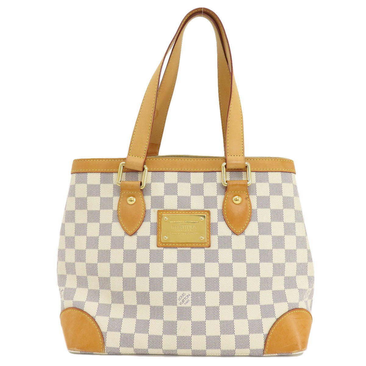 Louis Vuitton Tote Bag N51207 Damier Canvas White Hamstead Pm Damier Azur Women Used Authentic