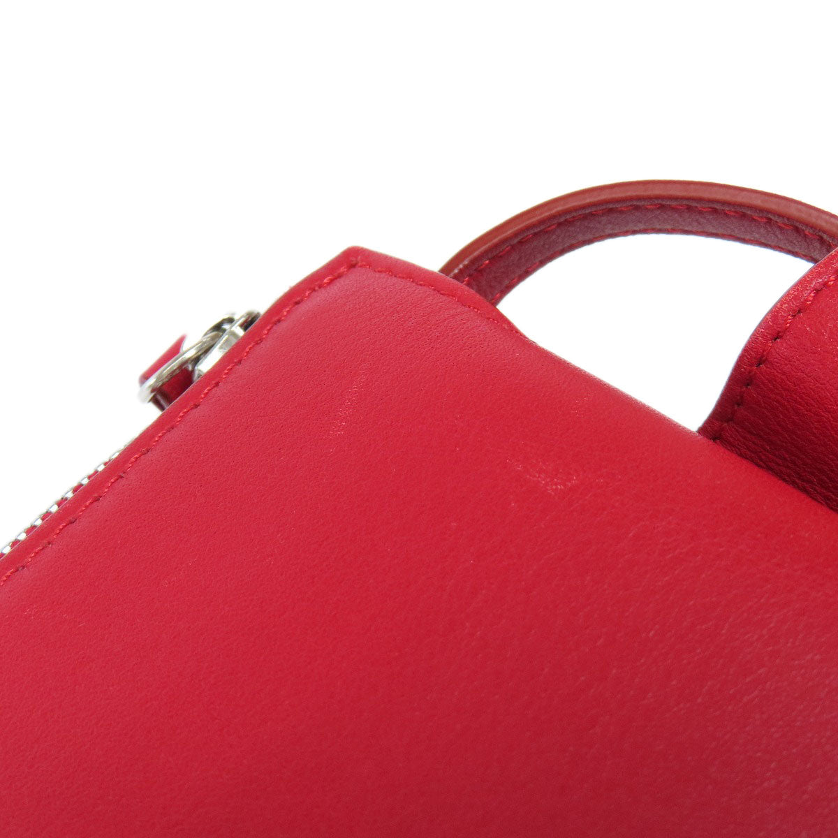 Celine Shoulder Bag Calfskin Red Trillodo Women Used Authentic