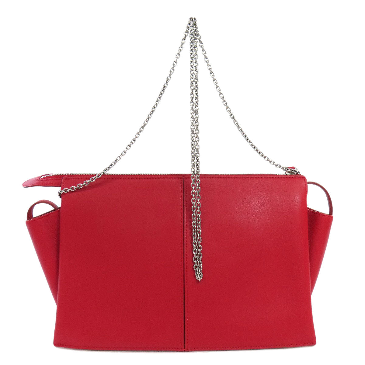 Celine Shoulder Bag Calfskin Red Trillodo Women Used Authentic